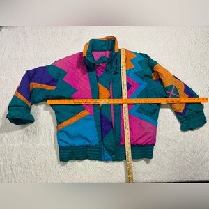 Vintage Mixed Blues Retro 80’s Color Block Women’s Medium Ski Winter Coat